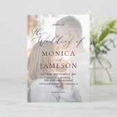 Moderne Kalligrafie V2 Foto Wedding Einladung (Stehend Vorderseite)