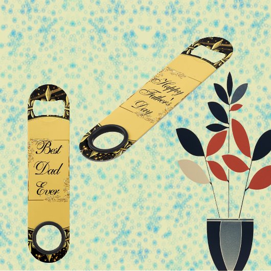 Moderne Kalligrafie Vatertag Gold Leafy Wirbel Speed Flaschenöffner
