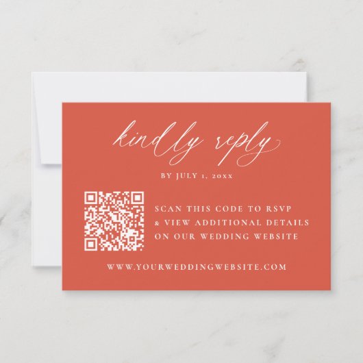 Moderne Kalligrafie Verona Sunset QR Code Hochzeit RSVP Karte (Vorderseite)