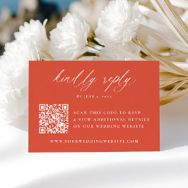 Moderne Kalligrafie Verona Sunset QR Code Hochzeit RSVP Karte