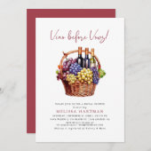 Moderne Kalligrafie Vino Before Vows Brautparty Einladung (Vorne/Hinten)