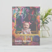 Moderne Kalligrafie Vollmassgeschneiderte Foto Kin Dankeskarte (Stehend Vorderseite)