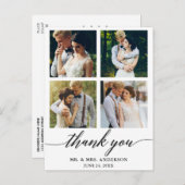 Moderne Kalligrafie Wedding 4 Foto Vielen Dank Postkarte (Vorne/Hinten)