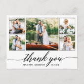 Moderne Kalligrafie Wedding 5 Foto Vielen Dank Postkarte (Vorderseite)