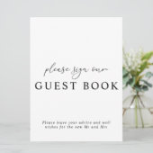 Moderne Kalligrafie Wedding Guest Book Sign Invita Einladung (Stehend Vorderseite)