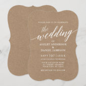 Moderne Kalligrafie Wedding Kraft Einladung (Vorne/Hinten)