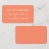 Moderne Kalligrafie Wedding Registry Coral Begleitkarte (Vorne/Hinten)
