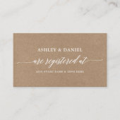 Moderne Kalligrafie Wedding Registry Kraft Begleitkarte (Vorderseite)