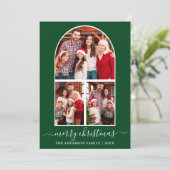 Moderne Kalligrafie Weihnachten 3 Foto Arch Green (Stehend Vorderseite)