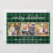 Moderne Kalligrafie Weihnachten 3 Foto Grün Karier (Vorderseite)