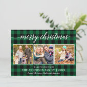 Moderne Kalligrafie Weihnachten 3 Foto Grün Karier (Stehend Vorderseite)