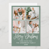 Moderne Kalligrafie Weihnachten 4 Fotos Sage Green (Vorne/Hinten)