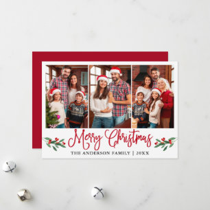 Moderne Kalligrafie Weihnachten Rot Stechpalme 3 F