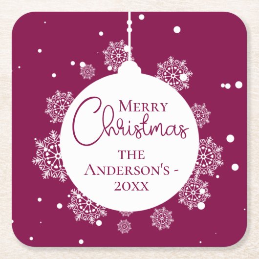 Moderne Kalligrafie Weihnachtsschmuck Bold Magenta Rechteckiger Pappuntersetzer (Vorderseite)