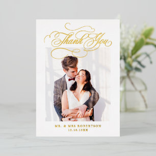 Moderne Kalligrafie zeitlose goldene Hochzeit Dank Folieneinladung