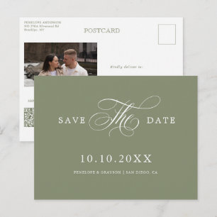 Moderne Kalligrafie zeitlose Salbei Save the Date Postkarte