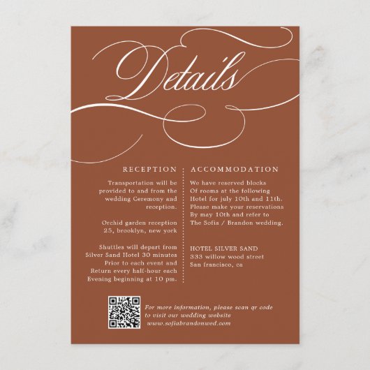 Moderne Kalligrafie Zeitlose Terrakotta-Hochzeit Begleitkarte (Vorderseite)