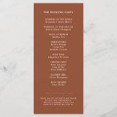 Moderne Kalligrafie Zeitlose Terrakotta-Hochzeit Programm (Rückseite)