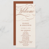 Moderne Kalligrafie Zeitlose Terrakotta-Hochzeit Programm (Vorne/Hinten)