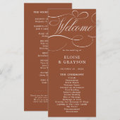Moderne Kalligrafie Zeitlose Terrakotta-Hochzeit Programm (Vorne/Hinten)