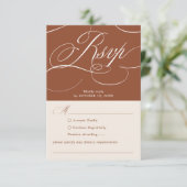 Moderne Kalligrafie Zeitlose Terrakotta-Hochzeit RSVP Karte (Stehend Vorderseite)