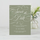 Moderne Kalligrafie zeitloser Salbei-QR-Code-Hochz Save The Date (Stehend Vorderseite)