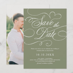 Moderne Kalligrafie zeitloses Sage-Grün Hochzeit Save The Date