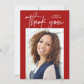 Moderne Kalligrafie - Zwei-Foto-Abschluss Dankeskarte (Vorderseite)