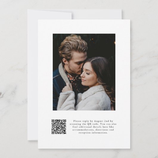 Moderne Kalligrafie - Zwei Foto QR Code Hochzeit Einladung (Rückseite)