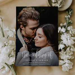 Moderne Kalligrafie - Zwei Foto QR Code Hochzeit Einladung