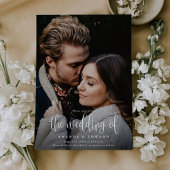 Moderne Kalligrafie - Zwei Foto QR Code Hochzeit Einladung