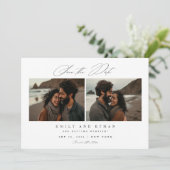 Moderne Kalligrafie Zwei-Foto-QR-Code Save The Date (Stehend Vorderseite)