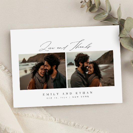 Moderne Kalligrafie - Zwei Fotos - QR-Code Save The Date
