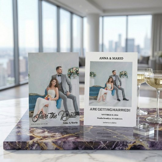 Moderne Kalligrafieschrift Foto-Hochzeit Save The Date