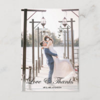 Moderne kalligrafische 2-Foto Hochzeit Dankeschön 