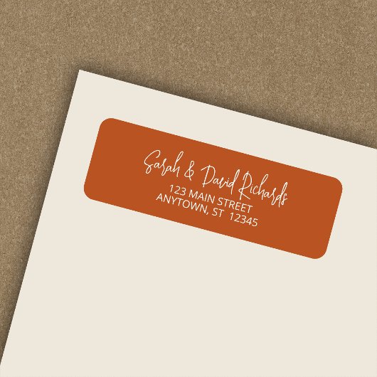 Moderne kalligrafische Pumpkin Orange Rücksendeadr