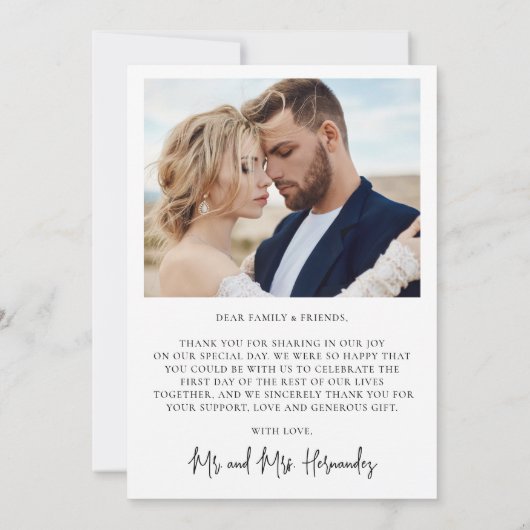 Moderne Kalligraphie 2 Foto Hochzeit Danke Karte (Rückseite)