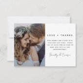 Moderne Kalligraphie 2 Foto Hochzeit Dankeskarte (Rückseite)