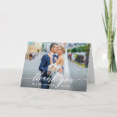 Moderne Kalligraphie 2 Foto Hochzeit geklappt Dankeskarte (Vorderseite)