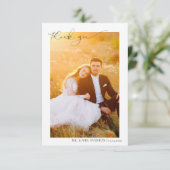 Moderne Kalligraphie 2 Foto Hochzeit Vielen Dank Dankeskarte (Stehend Vorderseite)