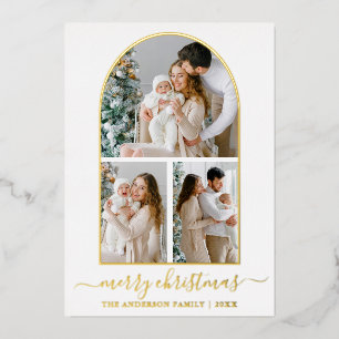 Moderne Kalligraphie 3 Foto Arch Weihnachtsgold Folien Feiertagskarte