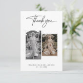 Moderne Kalligraphie 3 Foto Brautparty Dankeskarte (Stehend Vorderseite)