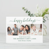 Moderne Kalligraphie 3 Foto Grün Feiertagskarte (Stehend Vorderseite)