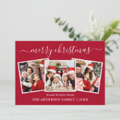 Moderne Kalligraphie 3 Foto Weihnachten Rot (Stehend Vorderseite)