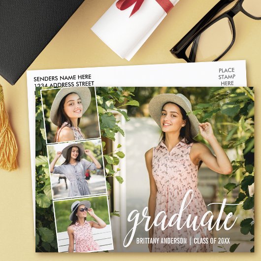 Moderne Kalligraphie 4 Foto Abschluss Ankündigung Postkarte