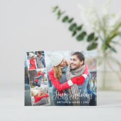 Moderne Kalligraphie 4 Foto Collage Holiday Postkarte (Stehend Vorderseite)