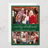 Moderne Kalligraphie 4 Foto Frohe Weihnachten Grün (Vorne/Hinten)