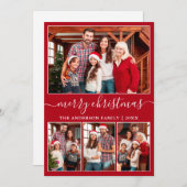 Moderne Kalligraphie 4 Foto Frohe Weihnachten Rot (Vorne/Hinten)