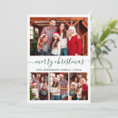 Moderne Kalligraphie 4 Foto Grün Frohe Weihnachten (Stehend Vorderseite)