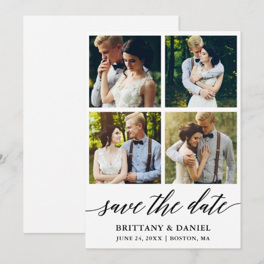 Moderne Kalligraphie 4 Foto Save The Date (Vorne/Hinten)